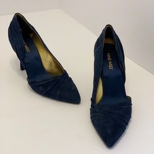 Nine West — Blue Suade Heels (7.5)